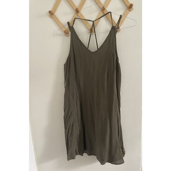 Roxy Dress Women’s Large Mini Beach Olive Green Sleeveless Relaxed Fit Surf - Picture 2 of 11